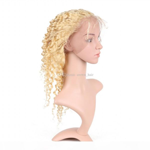 

pre plucked 613 frontal natural hairline blonde 360 lace frontal deep wave 360 lace virgin hair blonde frontal with baby hair, Black;brown