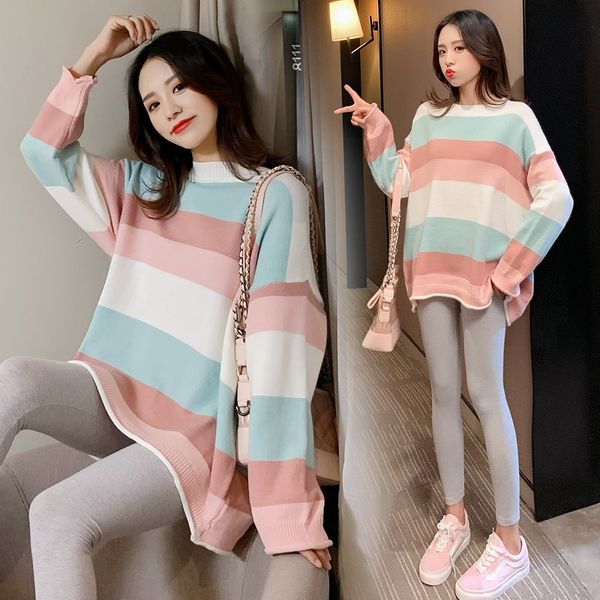 

autumn and winter maternity pullover sweater for pregnant women, White