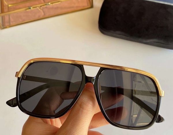 

0200 rectangular square gold black sunglasses 0200 men sun glasses sonnenbrille fashion sunglasses shades with box, White;black