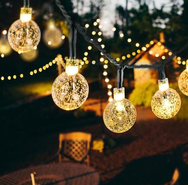 

new 30 leds 6.5m crystal ball solar lamp power led string fairy lights solar garlands garden christmas decor for outdoor dhl