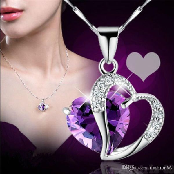 

pendant natural necklace crystal rhinestone love classic heart swarovski elements optional fashion class women girls gif