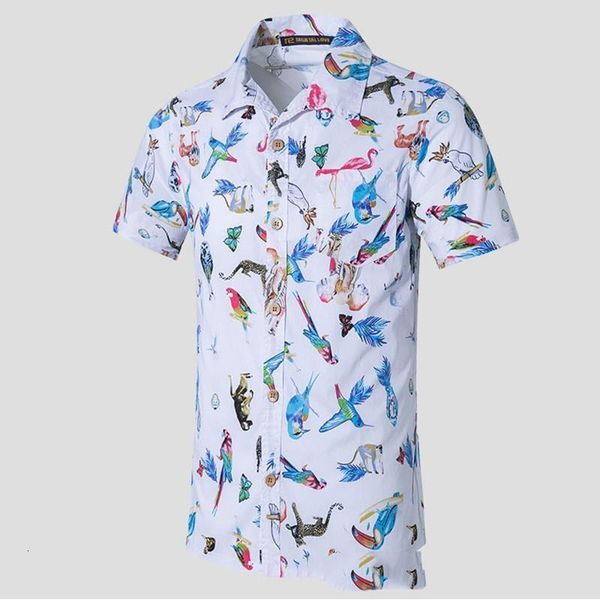 

mens hawaiian shirt male casual camisa masculina printed beach shirts short sleeve brand clothing 2019 asian size 5xl, White;black