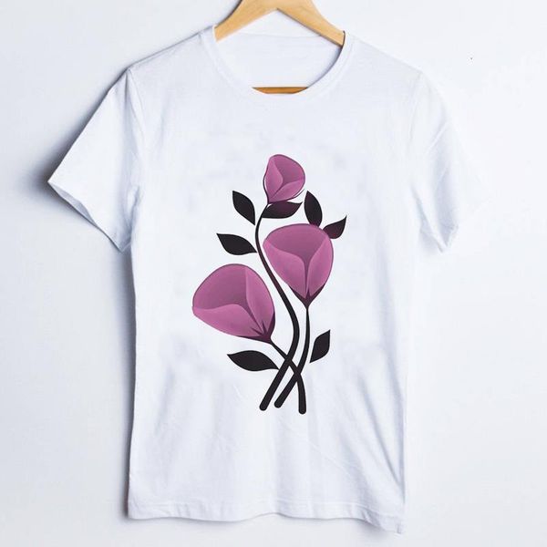 

женщины tees print графический цветок цветочный коротким рукавом завод kawaii 90s дамы одежда леди топы одежда женская футболка футболка, White