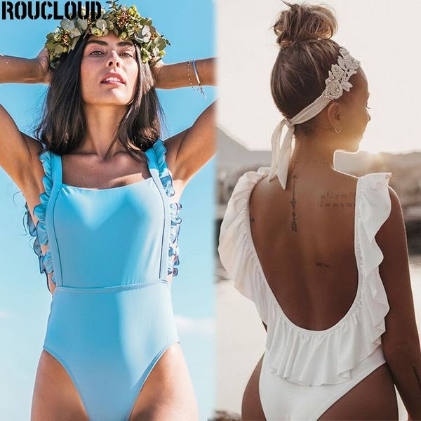

one piece swimsuit flower solid color women swimwear backless bodysuit monokini bathing summer beachwear brazilan y200319, White;black