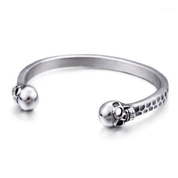 

viking bracelet stainless steel skull bangle for men women punk party skeleton vikings men's jewelry christmas gift job2601, Black