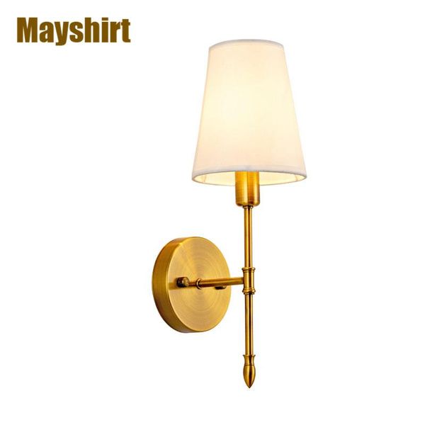 

wall lamp nordic fabric gold metal lights for home lighting fixtures industrial decor bedroom bedside led mirror light