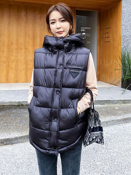 

2020 новые зимние осенние жилеты для женщин стеганые корейские мода женский хлопок черный жилет без рукавов куртка женщина жилет, Black;white