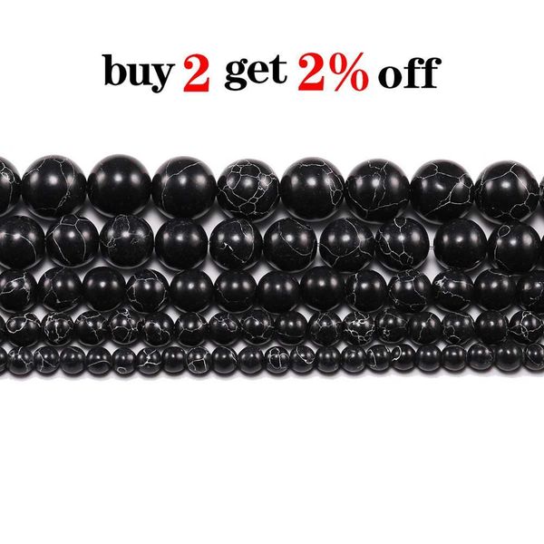 

1strand lot 4 6 8 10 12mm smooth natural black turquoises beads round loose spacer bead for jewelry making diy necklace bracelet h bbybbp