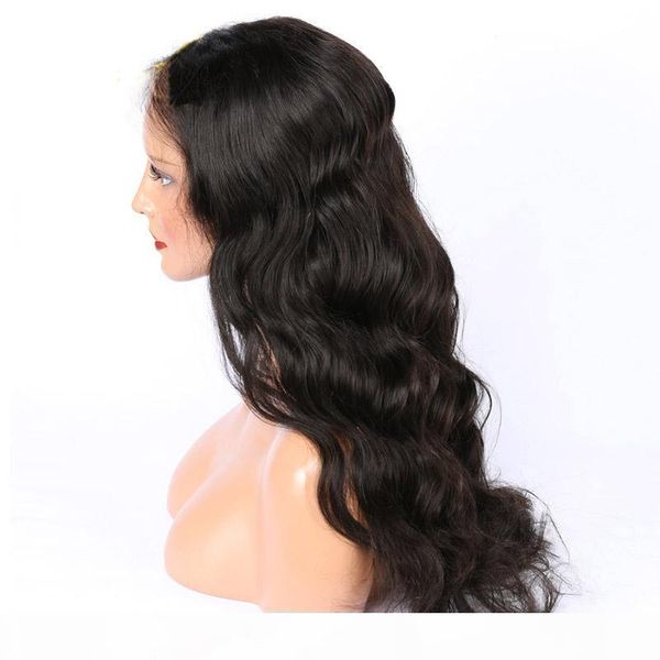 

hd lace wig human hair body wave full lace wigs bleachable natural black lace front wig with natural hairline ing, Black;brown