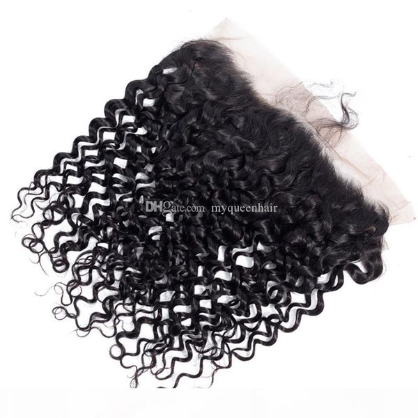 

my queen virgin human hair hd 13*4 lace closure frontal jerry curly with baby hair looks very natrual, Black;brown
