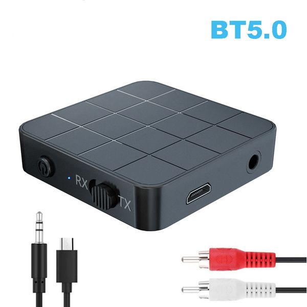 Adattatore trasmettitore ricevitore Bluetooth 5.0 2 IN 1 AUX RCA Musica Hifi Dongle audio wireless per altoparlanti TV auto/casa KN321