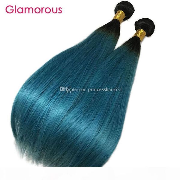 

brazilian human hair weave straight body wave 3 bundles with 13x4 lace frontal dark root turquoise ombre hair bundles with frontal, Black;brown
