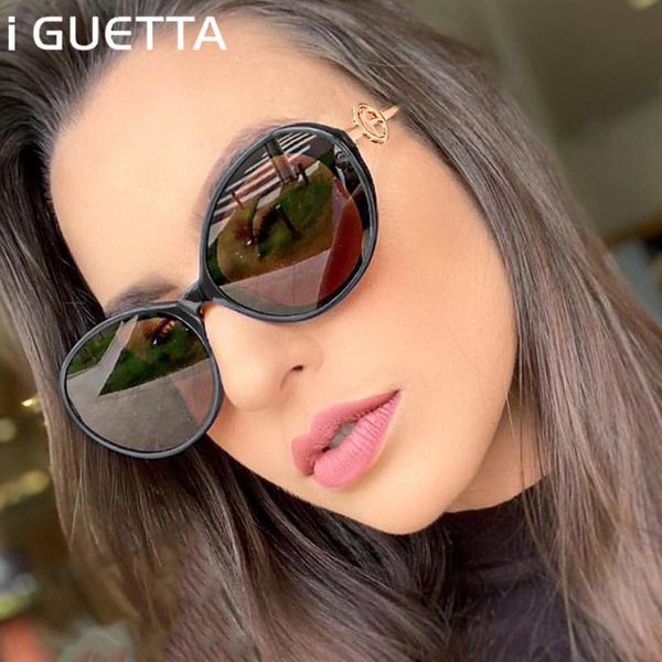 

sunglasses iguetta 2021 luxury oval women brand design personalized metal temple shape sunglass men retro iyjb604, White;black