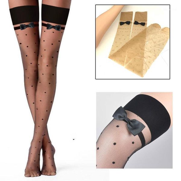 

fashion small dot thin widen side bow black women stockings medias high over knee thigh high stockings lingerie1, Black;white