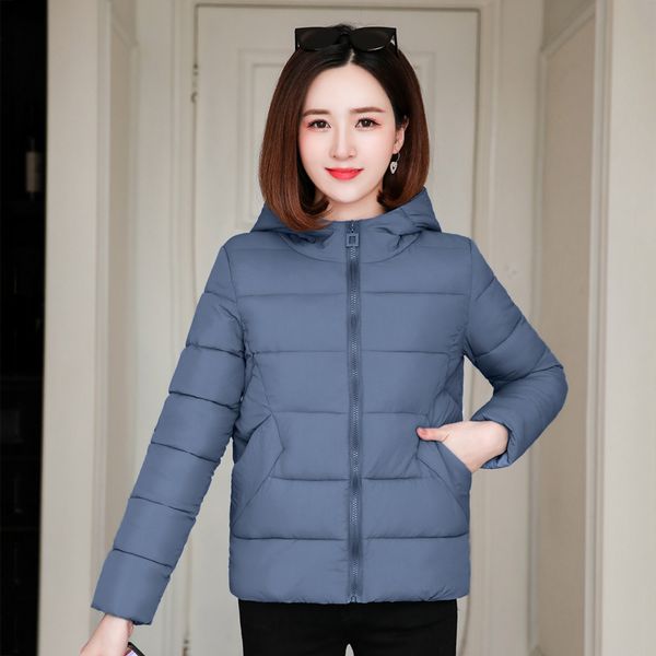 

2021 newwinter women thick cotton padded jacket hooded slim office ladies warm outwear oversized coats manteau femme vs4z, Black