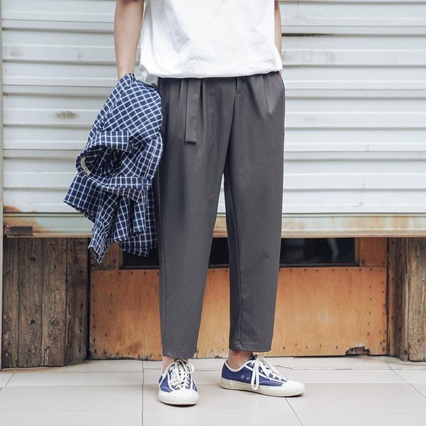 

2019 spring and autumn new men's japanese retro solid color fashion casual loose youth nine points pants tide black gray / beige1