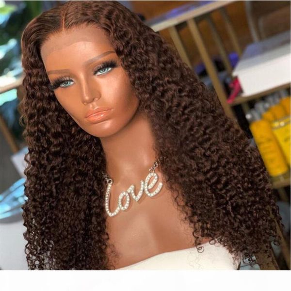 

dark brown human hair lace wigs bleached knots with baby hair long curly brazilian remy 5*5 pu silk base wigs for women, Black;brown