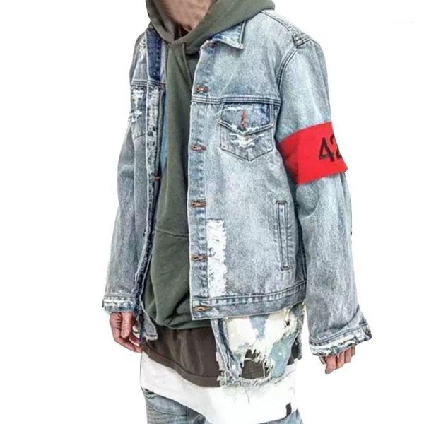 

wholesale- 2017 new fashion 424 streetwear denim jean jackets men holes female bomber jacket women basic coats windbreaker couples jacket1, Black;brown