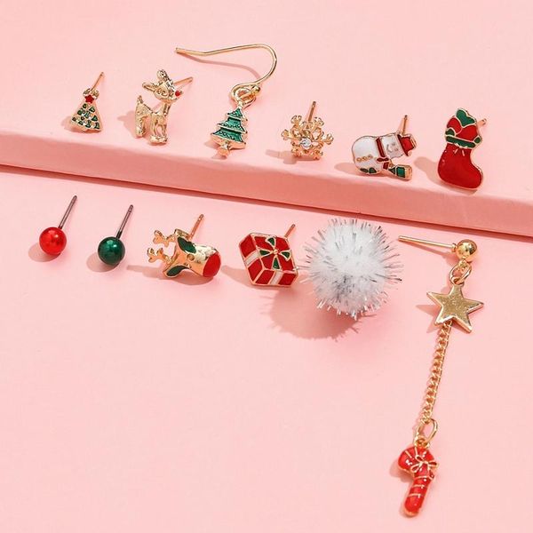 

12 шт. / установлено рождество санта-клаус серьги подвеска рождественское украшение для дома нового года рождественские подарочные орнаменты, Golden;silver