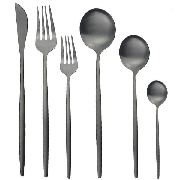 

flatware sets 36pcs black matte dinnerware cutlery set 304 stainless steel dessert fork spoon silverware kitchen tableware1