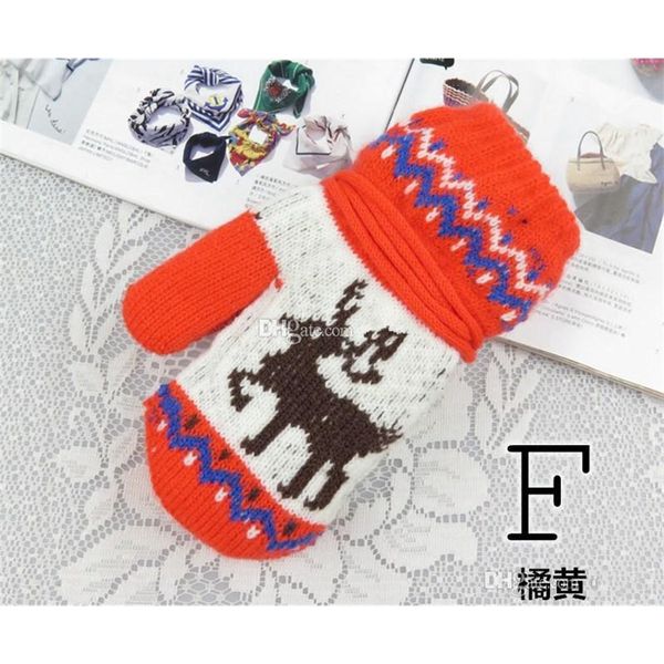 

christmas lovely elk children's kids winter baby deer boys girls knitted gloves crochet warm mittens 6styles