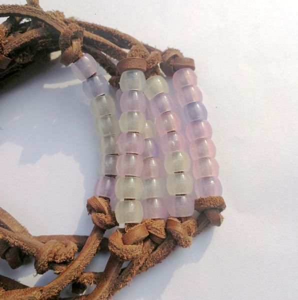 

glow leather bracelet wholesale in cow dark beads uv discoloration wristband, Black