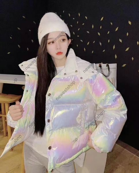 

designer brand womens 90 white goose down parkas jacket winter outwear thick coat laser reflection clothing quality, Black