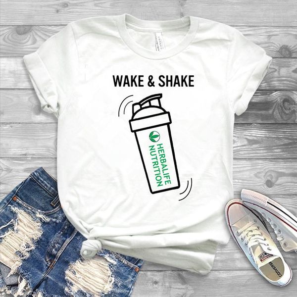 

разбудить amp; shake herbalife gadies atted tee wellness funness рубашка смешные хербалайф рубашка женщины повседневная t harajuku tee hipst, White