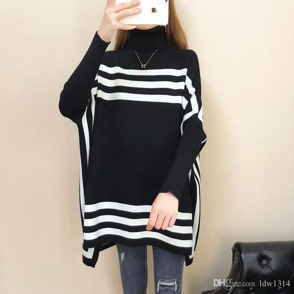 

2020 new casual women sweater poncho and cape hollow out knitted sweaters tassel pullover loose sweater women warm coat, White;black