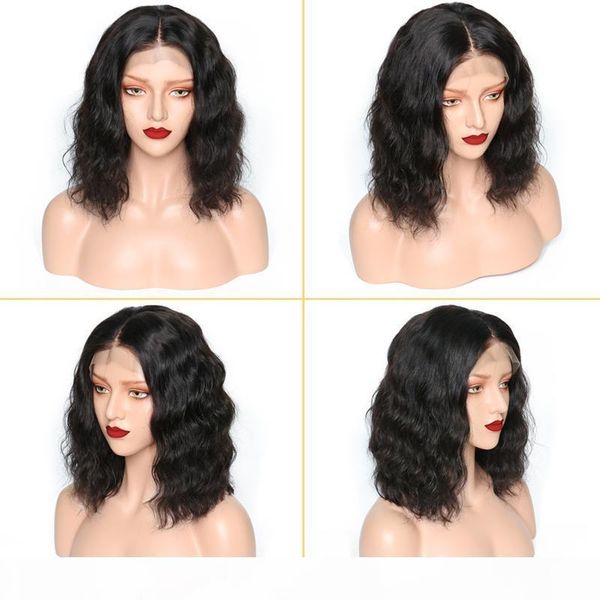 

natural color body wave virgin remy human hair lace front wigs short bob cut body wave lace front human hair wigs ing, Black;brown