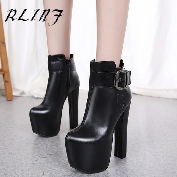

rlinf new 16cm high heel with fashion jeans wild women's short boots, Black