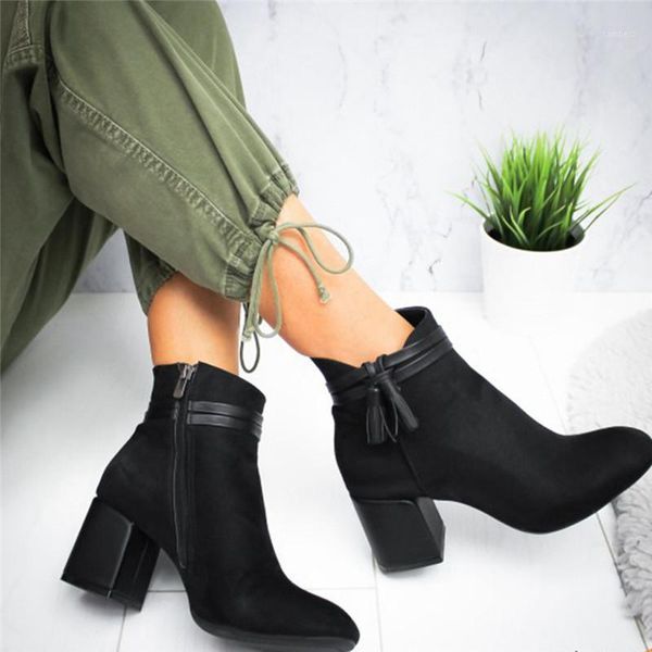 

women winter shoes fashion ladies ankle short boots solid single shoes round toe black red gray suede booties bota feminina1