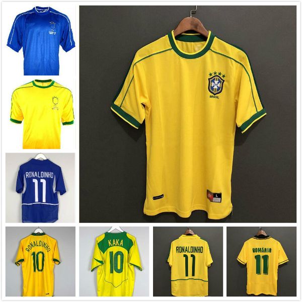 

retro brazils 1994 1988 1998 2000 2002 2004 2006 soccer jerseys romario ronaldinho rivaldo kaka 94 98 00 02 06 brazils football shirt, Black;yellow