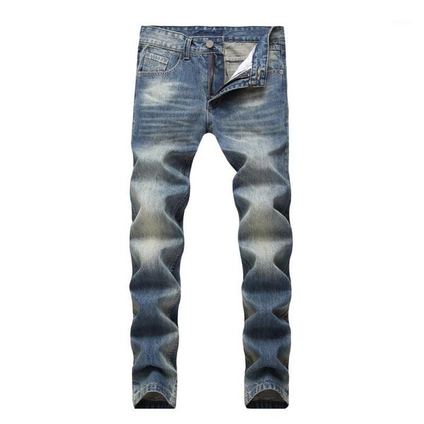 

2020 men's straight jeans youth slim casual fashion denim trousers1, Blue