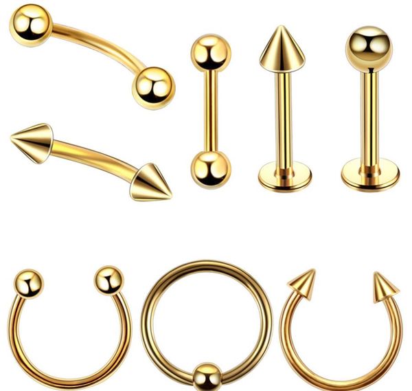 8pcs acciaio nero senza cuciture incernierato naso cerchio setto clicker piercing labbro labret anello orecchio cartilagine trago gioielli sexy