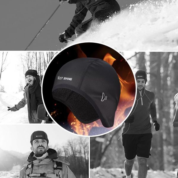 

winter windproof riding cap multi-function warm cap running ski motorcycle waterproof mountain bike riding headwear unisex, Black