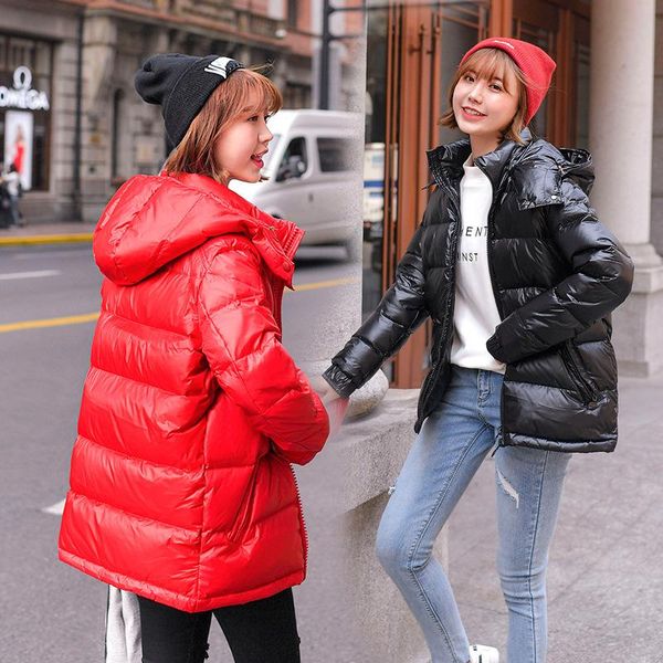 

2020 new duck down jacket women hooded autumn winter coat puffer jacket korean parka down coats doudoune femme hiver kj2931, Black