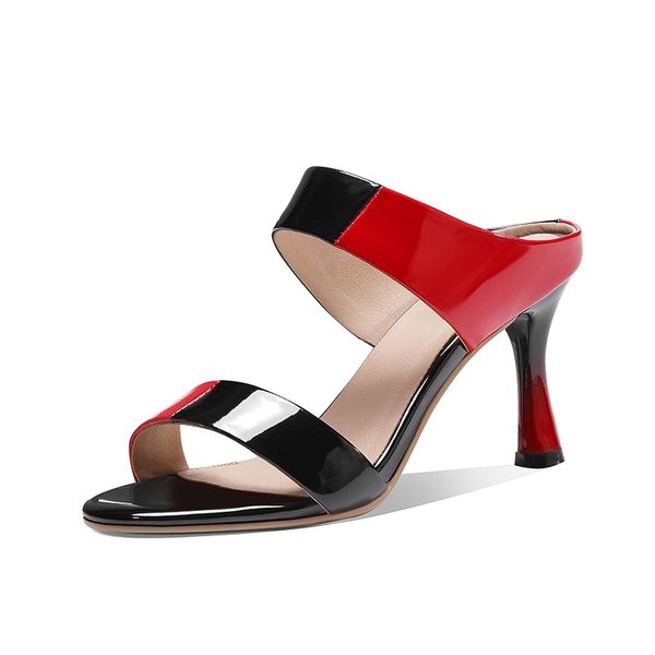 

2021 новые сексуальные сандалии горячие кожаные каблуки high-toex открытые черные женские партии тапочки 12bk, Black