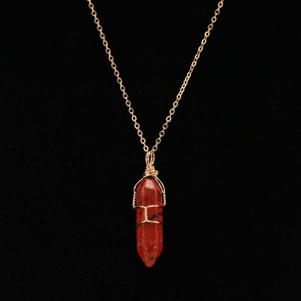 

natural stone agate creative pendant with gold chain pendants healing crystals necklace fashion hexagonal column tourism accessories 5le b2, Black