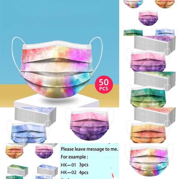 

face disposable fashion 50pc colorful 3 layer camouflage non-woven mask earhook bandageprotection41b7