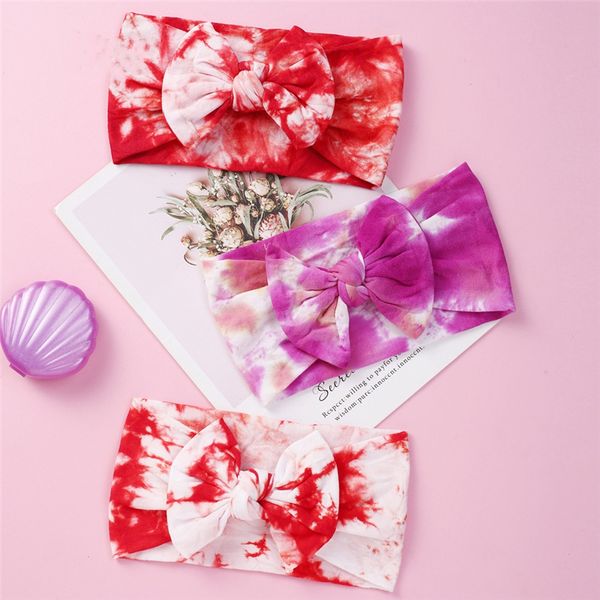 

new 23-color handmade tie-dye children's hairband female bowknot printed baby headband fashion designer casual nylon headband, Silver