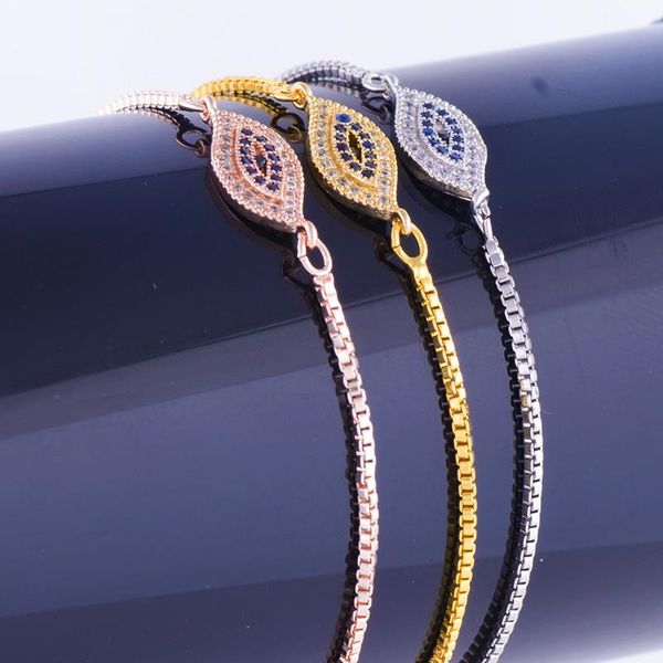 

charm bracelets juya handmade lucky blue crystals small evil eye for women men classical adjustable chains supplies, Golden;silver