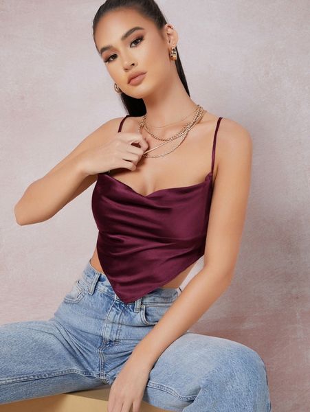 

satin self-tie backless bandana u42n#, White