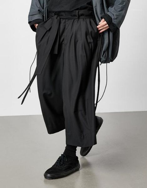 

2020 new women men's clothing hair stylist high street kendo riding pants with two side streamers plus size costumes 27-461, Black