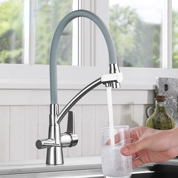 Brandneue Küchenwaschbecken Wasserhahn Tap reines Wasserfilter Mischer Kran Dualgriffe Reinigung Küche Warmes und kaltes Wasserhahn