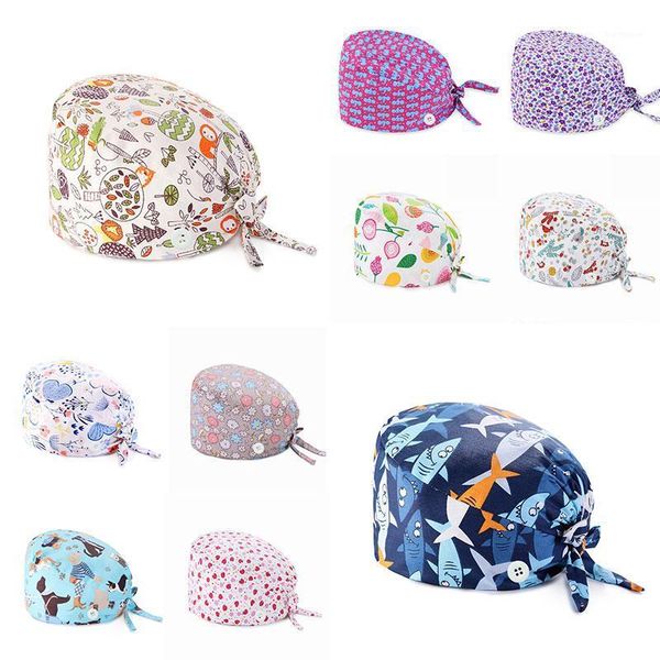 

new laboratory work caps cartoon printing cotton caps pet grooming hats/cap working accessories men and women wholesale1, Blue;gray