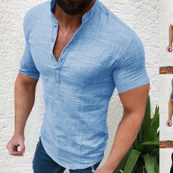 

summer plus size mens causal solid cotton linen loose short sleeve tee shirt chemise homme streetwear hawaiian shirt s 5xl, White;black