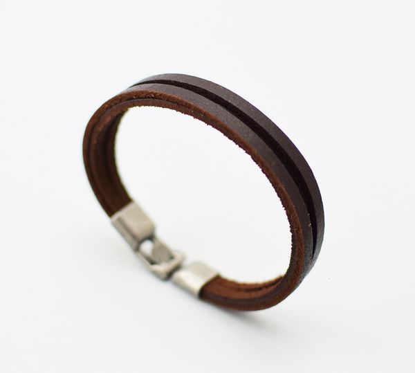 

epacket ship simple men's buckle bracelet dhl 100% leather cowhide bar djfb445 slap & snap bracelets jewelry, Silver