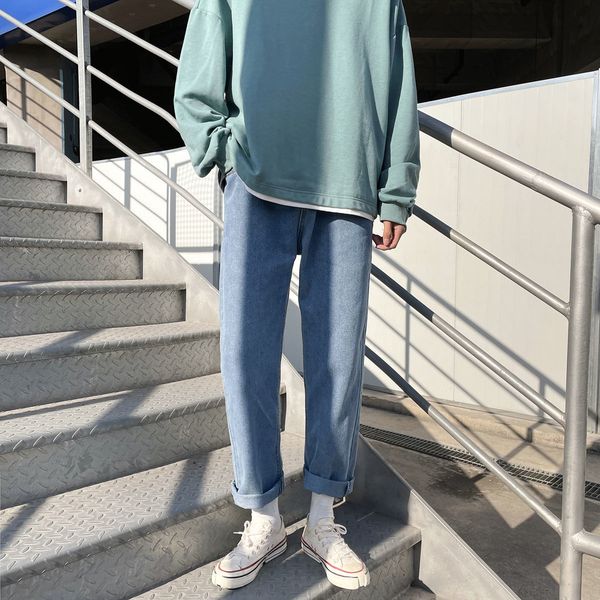 

2021 male brim spring and winter new thin in a straight line releases brem pants young men's clothes ooto, Blue