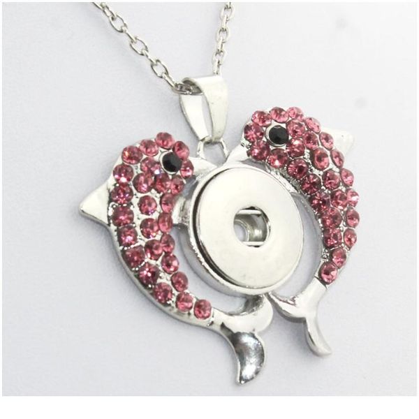 

4colors 2016 crystal dolphin snap button jewelry simple necklaces and chokers for women (fit 18mm 20mm snaps bbyjzd, Silver
